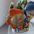 Luster Ware Ceramic Statue Tropical Fish Coral Drip Glaze Tropical Mcm Nautical