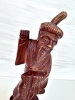 Hand Carved Wood Statue Antique Chinese Immortal Wise Man Oriental Red 10 5   