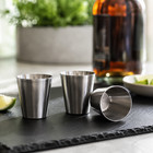 Set Of 6 Premium Stainless Steel Shot Glasses   Brushed Metal Liquor Cups