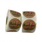 Thank You For Supporting Small Business - Pink Heart Kraft Stickers -500 Labels