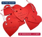 100 Pcs Red Gift Tags Valentine Heart Shaped Paper Tags Red Heart Cutouts With 3