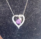 Jwbr 925 Sterling Silver Heart Pendant Necklace With Amethyst Box Chain