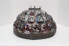 Vtg 16    Stained Art Glass Tiffany Style Turtleback Table Lamp Shade Ruby Red