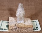 Fossilize Native Inuit Alaskan Sculpture Of Polar Standing Bear On Ice C  1955