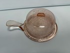 Unusual Vtg Pink Glass Handled Cheese Serving Dome - Quartered Design 3 5