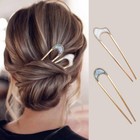 Women Metal Hair Clips Hair Pin U Shaped Fork Stick French Fashion Hairstyle
