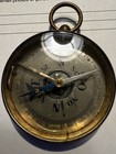 Antique Brass Pocket Compass C  1880     1910     Working Needle   Lock     English
