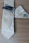 Dibangu Gold Paisley Silk Tie Cufflink Pocket Square Set Shipped From Usa Nwt