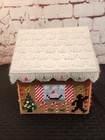 Vtg Handmade Plastic Canvas Needlepoint Gingerbread House Christmas Tan