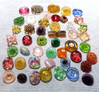 47 Vintage Antique Transparent Glass Buttons Various Colors Patterns Sizes