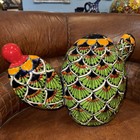 Hand-painted Talavera Biznaga Cactus Figurine Mexican Pottery Home Decor