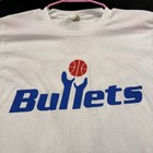Men s Xl Baltimore Bullets 1980   s Nba Vintage Single Stitched White T Shirt Rare