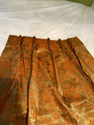 Vtg 3 Panel 45  Pinch Pleat Curtains Drapes White  Foam Back Green Orange Mcm