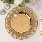 Gold 6 Metallic 13  Acrylic Plastic Charger Plates Hollow Semi Circle Rim Party