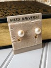 Vintage Clip On Faux Pearl Elegant Round Ball Earrings Gold Tone Retro Fashion 