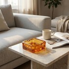 Crystal Glass Ashtray For Cigarettes   Cigars  Vintage Square Design For Home   