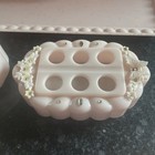 Vtg 50s Menda Pink Plastic Vanity Set Powder Soap Pump Tissue Box Holder Tray
