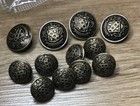12 Pcs Vintage-like Metal Vine Crest Blazer Button Set Antique Brass Nwot