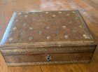 Early Antique Embossed Leather Velvet Lined Jewelry Box