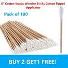Beauty Cotton Tip Applicator Swabs Swab Q-tips 6  Long Wood Wooden Handle 100pk