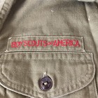 Vtg Senior Boy Scouts Of America Official Shirt W Badges Olive Green Long Sleeve