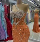 Orange Party Dress Wedding Prom Dress Sequined Mermaid Evening Gowns