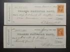 1869 Us Lot 10 Bank Checks Revenue Stamp Norwich Connecticut Ct Thames Natl Bank
