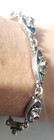 Vtg Sterling Silver Sajen Abalone Gemstone Link Bracelet Lot 7-9  Adjustable
