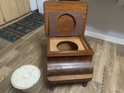 Antique 19th C  Victorian Wooden Pot Commode Toilet Step Stool Original Pot