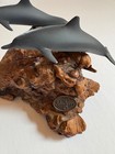 John Perry Studio Two Dolphins Porpoise Burl Wood Art Sculpture Ocean