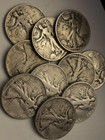 Lot Of 5 - Walklng Liberty Half Doliar  5 Face Value 90  Siiver Circulated