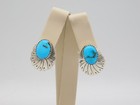 Native American Indian Sterling Silver Turquoise Stone Post Earrings