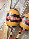 Haiti Maracas 14    Pair Handmade Souvenir Primitive Latin Native Chac 1950s  