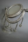 Vintage Handcrafted Ornate German Silver Vanity Mirror    elephant Motif Tabletop