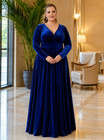 Plus Size Mother Of The Bride Dresses V Neck  Velvet Formal Wedding Evening Gown