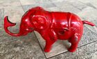 Vintage 1940s Red Cast Iron Mechanical Elephant Coin Bank  gar-ru 