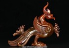 5 7  Old Han Dynasty Natural Hetian Jade Carved Phoenix Bird Animal Statue Pair
