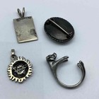 Sterling Silver 925 Jewelry Lot 4 Pieces Butterfly Wing Brooch Sun Ring Pendant