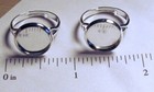 50 Silver Plated Adjustable Ring Blanks Beveled Pad For 12mm Cabochon Bezel Edge