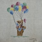 Stitch Painted Needlepoint Balloon Vendor Bear With Baby Bear 13 Point Canvas