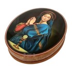 Stunning Vintage Hand Painted Fedoskino Russian Lacquer Box  Virgin Mary