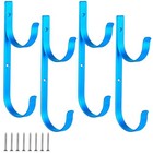 Pool Pole Hanger 4 Pcs Blue Aluminum Pool Hooks For Poles rakes skimmers nets  