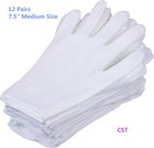12 Pairs White Cotton Gloves 7 5  Medium Size cst  Film  Coins  M  