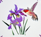 Vintage Fine Porcelain 10pc Purple Iris Miniature Tea Set Hummingbird Gold Trim