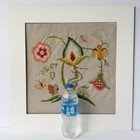 Vintage Jacobean Floral Animals Birds Completed Needlepoint Petit Point Canvas