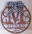 Large 18 Inch Personalized Round Vine Design Letter name Wooden Monogram Sign
