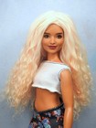 Barbie Doll Wig Size 4 Tibetan Lamb Mohair Ooak Custom  113 Sunny Blond