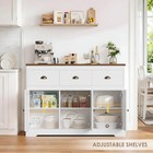 White Buffet Cabinet Storage Kitchen Sideboard Farmhouse Buffet Server Bar Wine