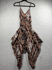 Vici Jumpsuit Size Large Brown Belted Waist Asymmetrical Romper Boho Chic