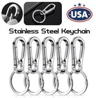 4pcs Keychain Key Ring Carabiner Clip Keyring Chain Fob Holder Silver Metal Us